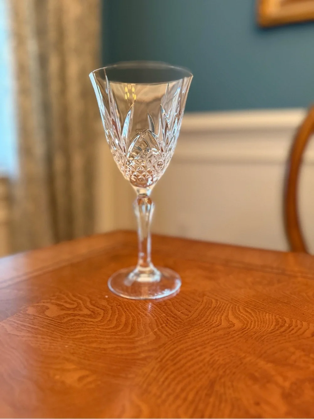 Vintage Cristal de Flandre cut crystal wine glass‎ replacement retro